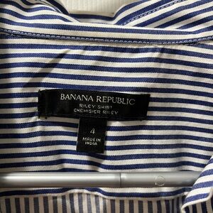 Banana Republic Navy and White Striped Top size 4